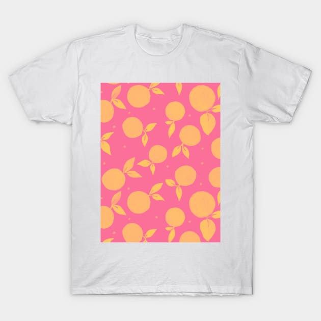 Tangerine pattern - hot pink and yellow T-Shirt by wackapacka